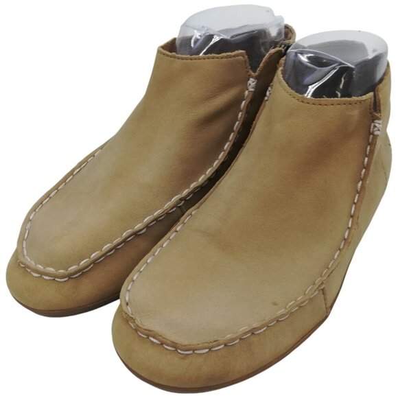 Olukai Wali Tan Zip Ankle Moccasin Ankle Boots Size 6 Leather Booties Tan Casual - Picture 1 of 14